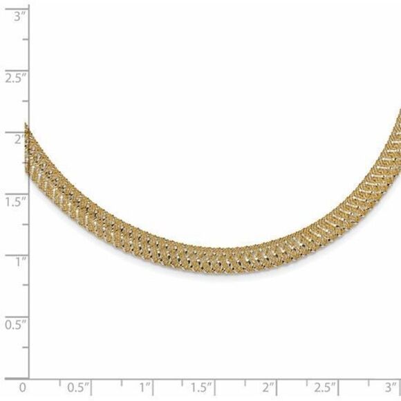 Leslie's 14K Two-tone Polished Mesh Stretch Necklace - Picture 5 of 11
